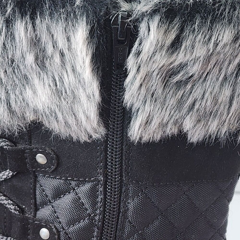 Baretraps Black Womens Sz 10M YALISHA Suede Nylon Faux Fur  Lace Up Snow Boots - Picture 9 of 16